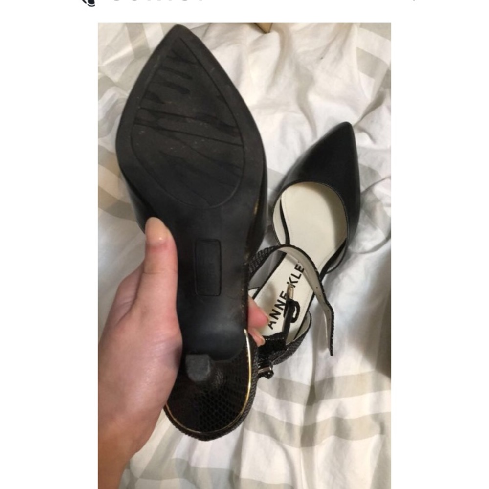 Anne Klein Kitten heels with snake skin accents